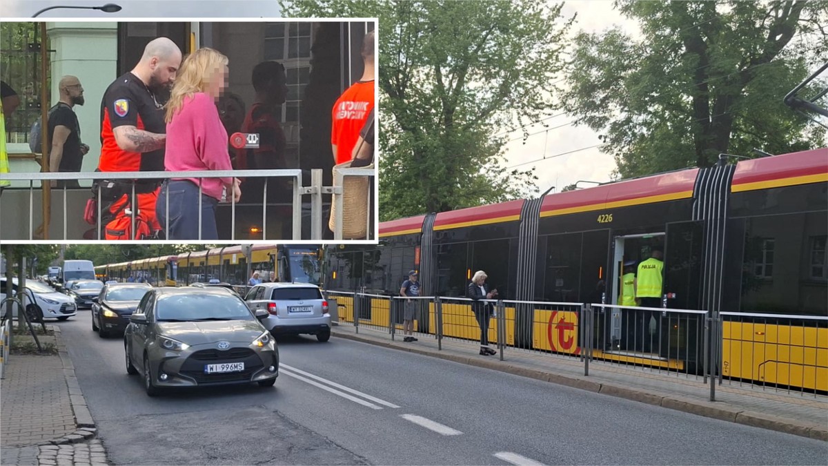 Kobieta wyprowadzona z tramwaju. Istny armagedon w stolicy