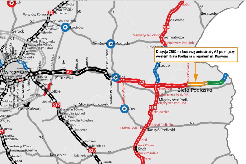 ZRID dla A2 pomiędzy węzłem Biała Podlaska a rejonem m. Kijowiec.