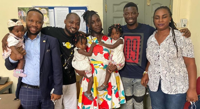 Kwaku Manu with Funny Face's family