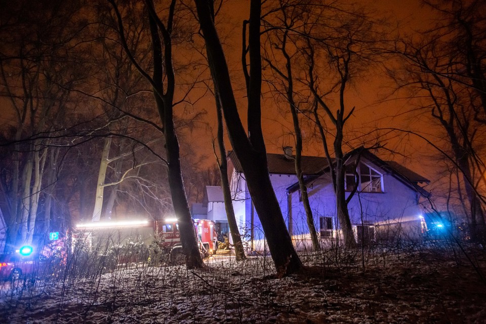 Pożar w hospicjum, straż pożarna na miejscu