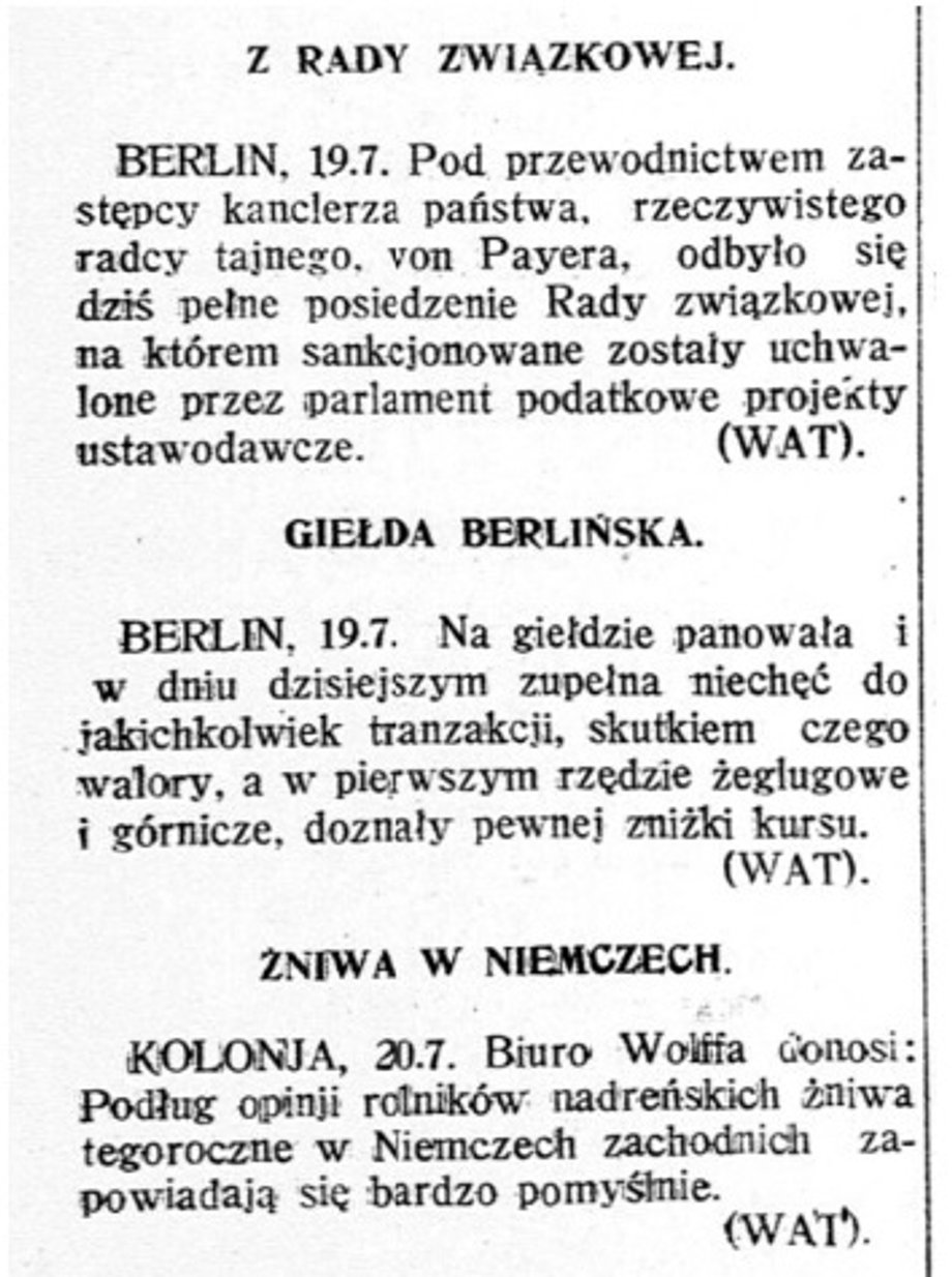 "Nowa Gazeta", 20.07.1918