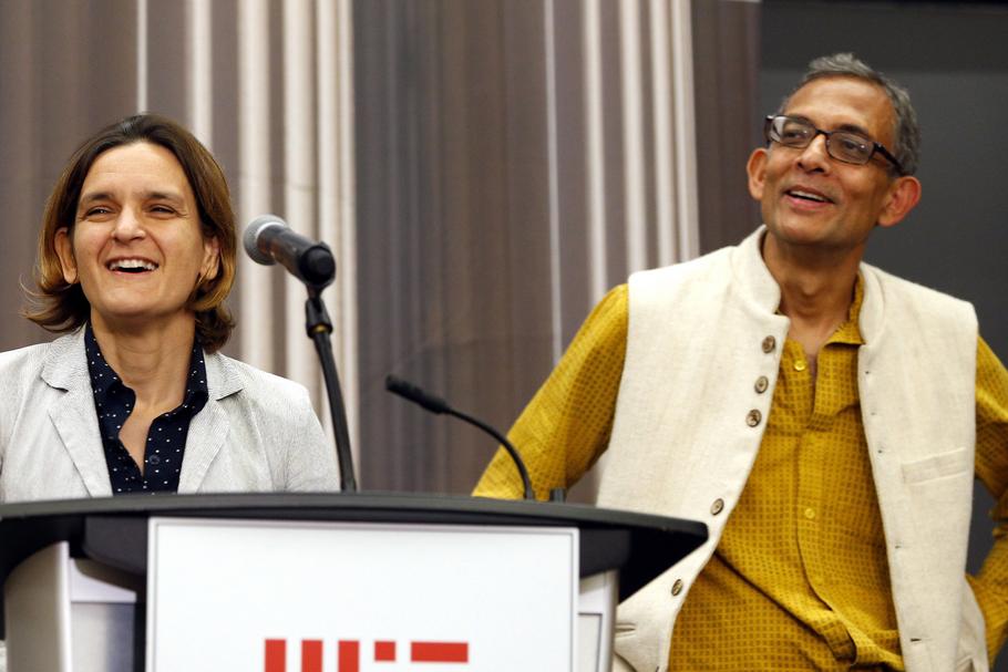Esther Duflo z mężem Abhijitem Banerjee