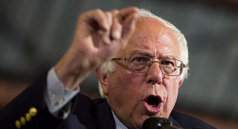 Bernie Sanders addresses supporters in Santa Monica on primary night.