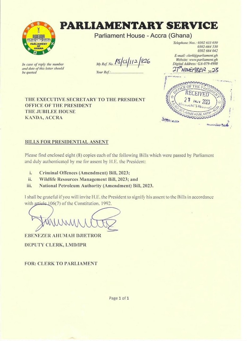 Akufo-Addo got witchcraft Bill just yesterday - Presidency clarifies: 'No law violated'