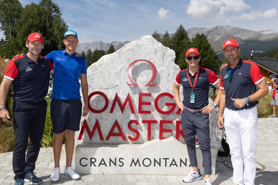Turniej Pro-Am OMEGA Masters. Od lewej kolejno: Mateusz Kusznierewicz, Adrian Meronk, Mariusz Czerkawski i Jerzy Dudek