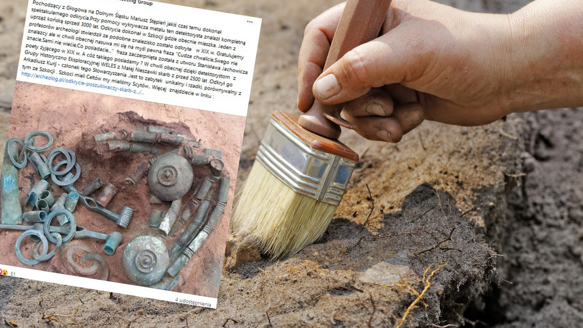 Odkrycie w Cierpicach pod Toruniem. Zdobione fragmenty uprzęży końskiej z brązu 