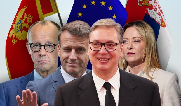 Fridrih Merc, Emanuel Makron, Đorđa Meloni  Alesandar Vučić 