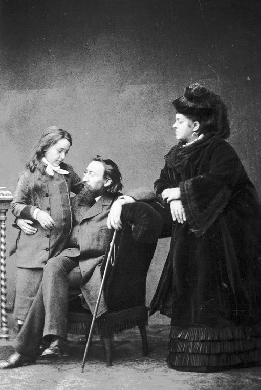 Jan Matejko z żoną i córką Heleną (reprodukcja niedatowana)