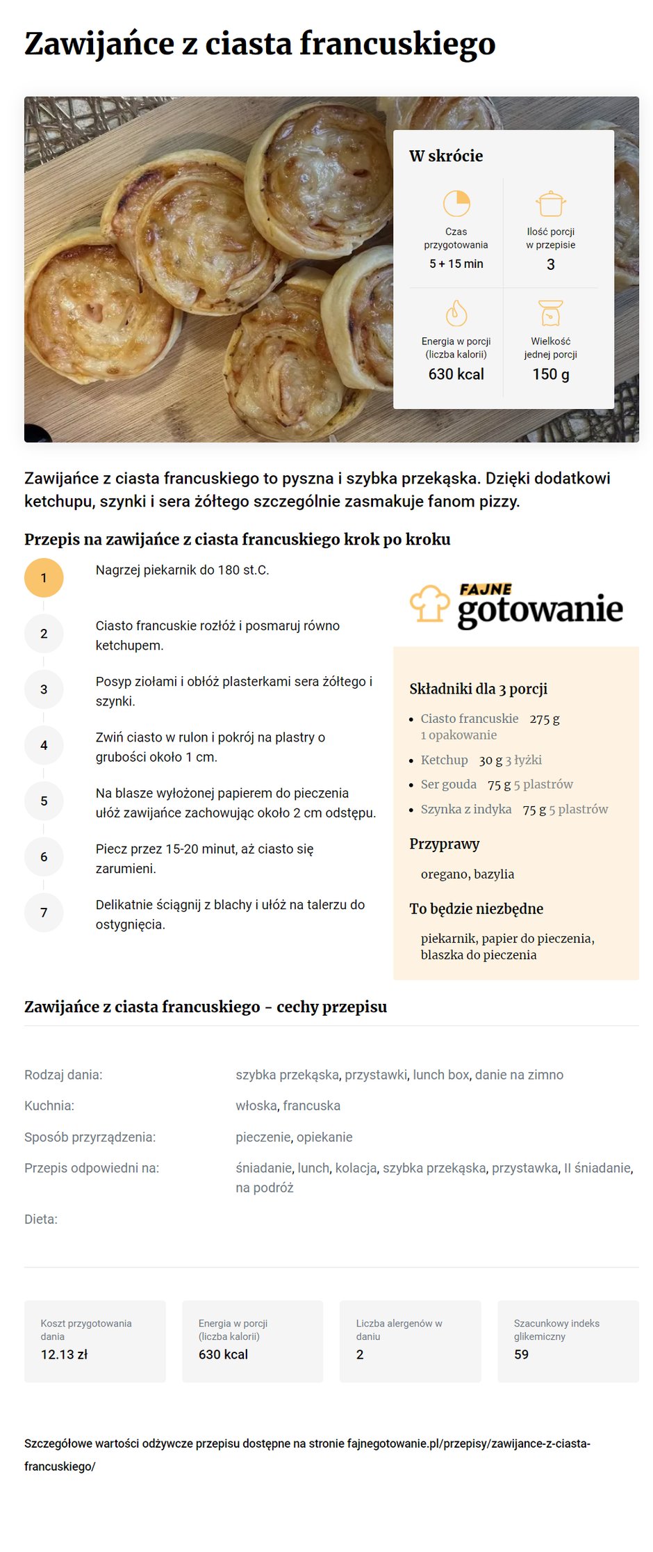 Zawijańce z ciasta francuskiego