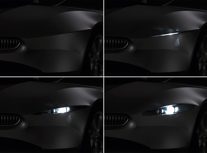 Spod materiału płynnie wysuwają się światła