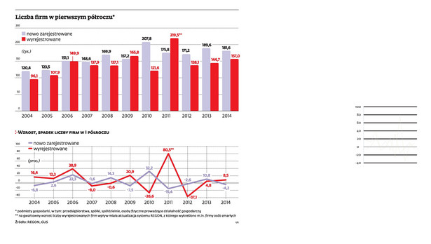 Liczba firm w pierwszym półroczu