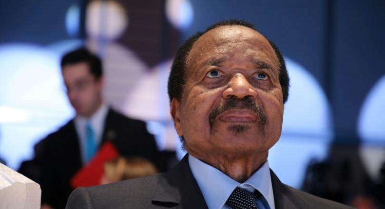 Cameroon President Paul Biya, shown here in 2019, has not addressed the nation since the first COVID-19 case was recorded a month ago