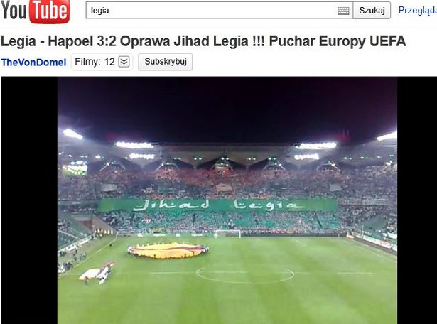 Policja wyjaśnia incydent z transparentem "Jihad Legia"