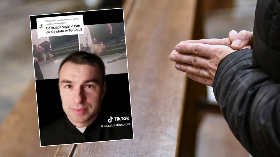 Popularny ksiądz komentuje szokujące wideo z rekolekcji w Toruniu (Screen: TikTok/@ks.sebastianpicur)