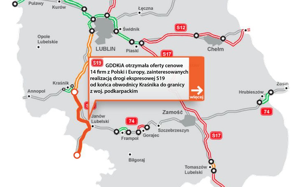 S19 - od końca obwodnicy Kraśnika do granicy z woj. podkarpackim