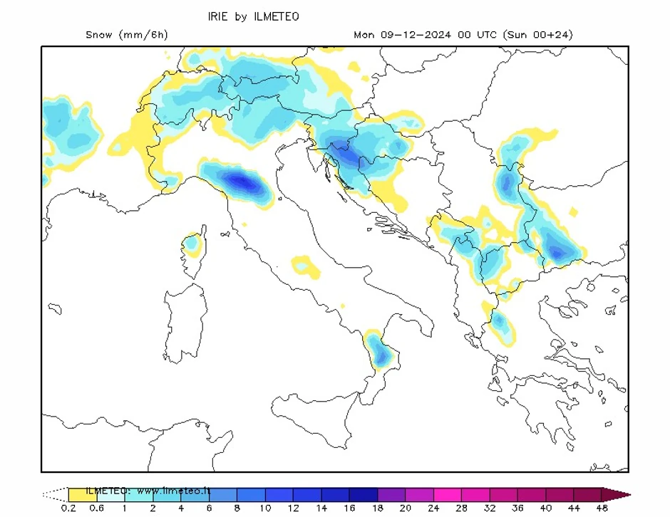 Sneg u Srbiji u ponoć