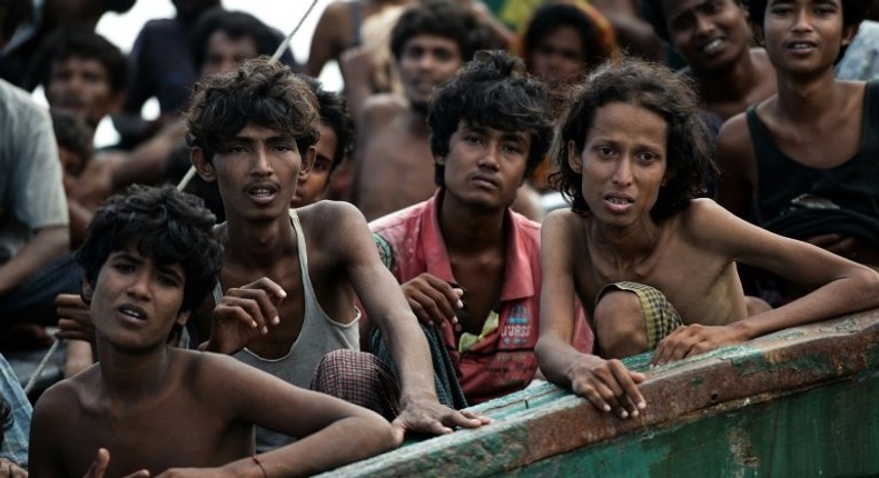 Rohingya have tried all sorts of ways to get out of their desperate situation -- these people are sitting on a boat drifting in Thai waters off the southern island of Koh Lipe