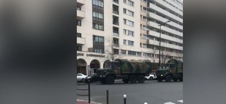 Wojskowe ciężarówki na ulicach Paryża. Francja "zamknięta" [WIDEO]