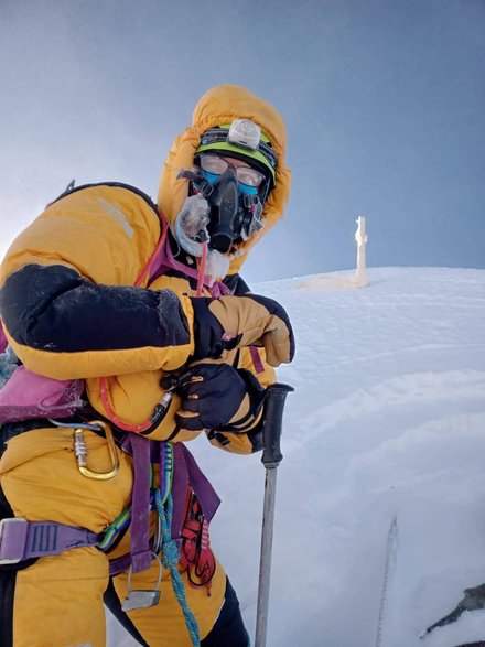 Dorota Rasińska-Samoćko na szczycie Lhotse, 22 maja 2022 r.