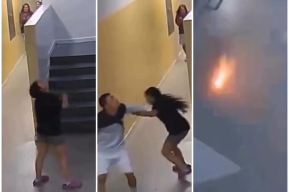 (VIDEO) DEVOJČICA ZA DLAKU IZBEGLA SMRT! Zastaje i gleda gore, muškarac je vuče za ruku i trče napolje, a onda zgrada NESTAJE U OBLAKU DIMA