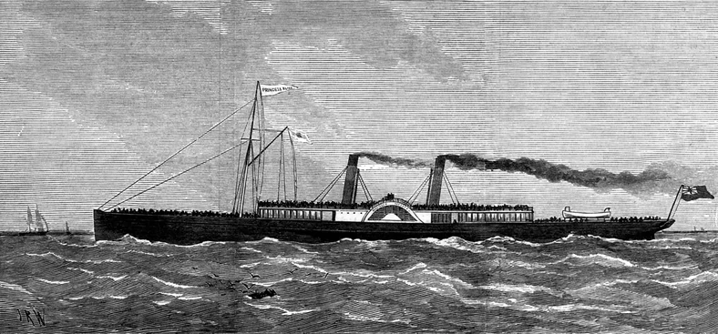 Ilustracja przedstawiająca parowiec SS Princess Alice