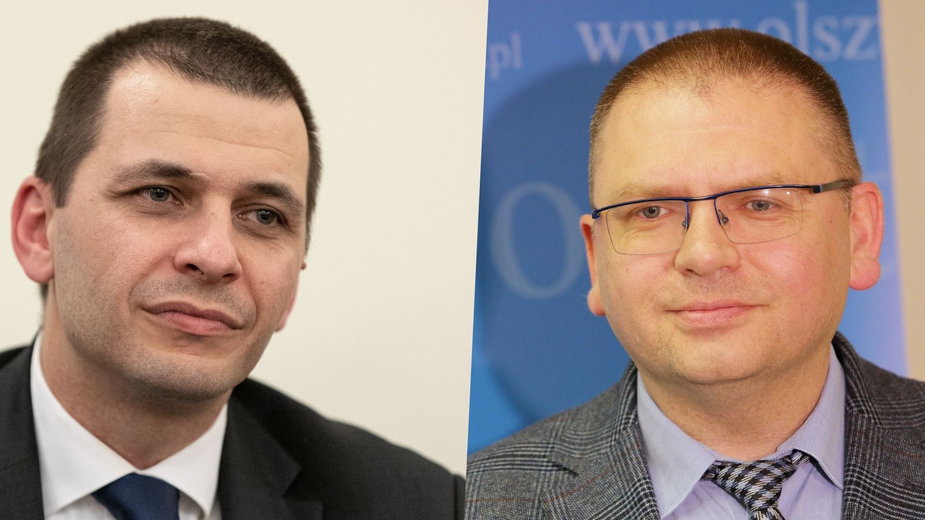 Dyrektor XXX LO w Warszawie Marcin Jaroszewski (L) i Maciej Nawacki, prezes olsztyńskiego Sądu Rejonowego i członek nowej KRS (P)