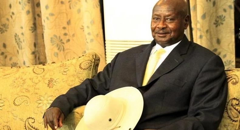 Uganda's President Yoweri Museveni smiles at Khartoum Airport during an official visit to Sudan September 15, 2015. REUTERS/Mohamed Nureldin Abdallah