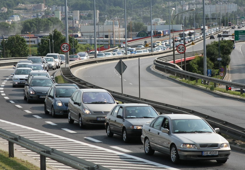 Korek na Estakadzie Kwiatkowskiego w Gdyni