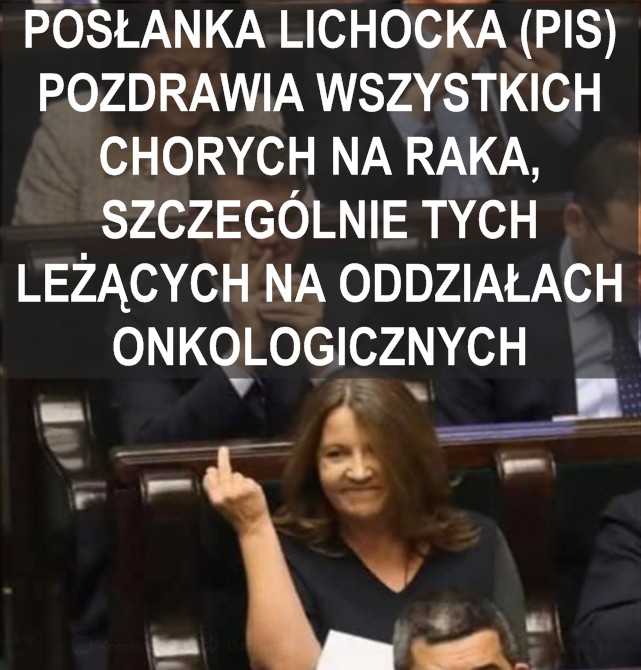 Obraźliwy gest Joanny Lichockiej. Fala memów po zachowaniu posłanki PiS -  Wiadomości