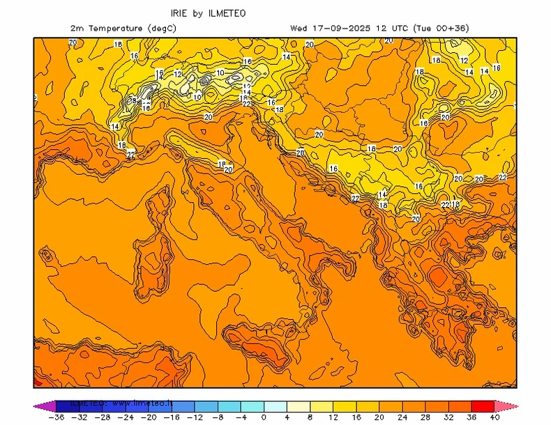 Mapa temperature vazduha za sredu
