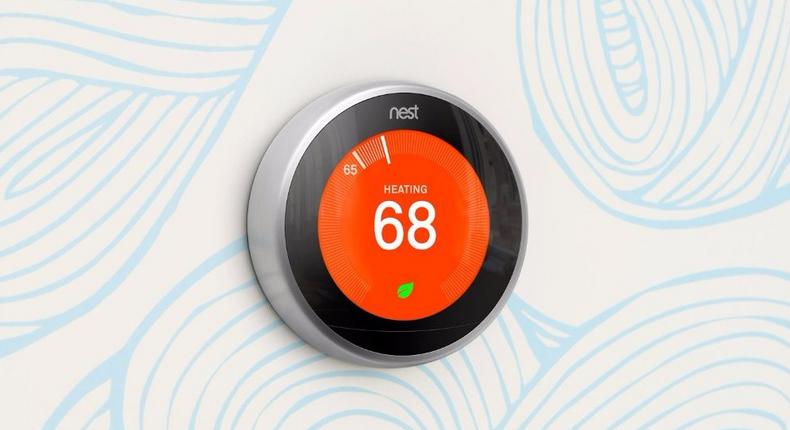 The Nest smart thermostat.