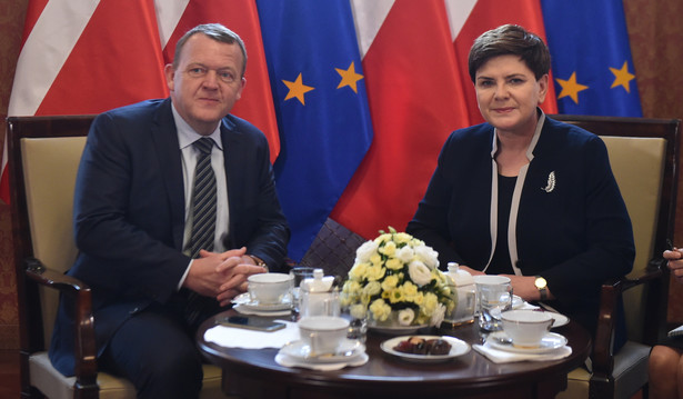 Premier Beata Szydło i premier Danii Lars Lokke Rasmussen podczas spotkania w Warszawie.