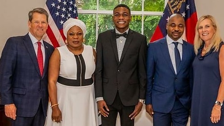 MC Oluomo and son honour invitation from governor of Georgia, USA (Instagram @mcoluomo)
