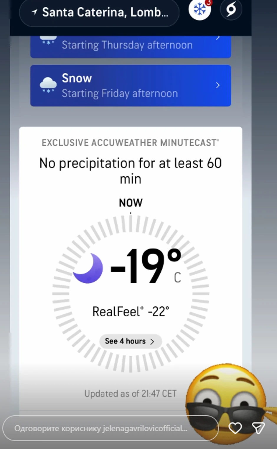 Jelena Gavrilović na skijanju u Italiji