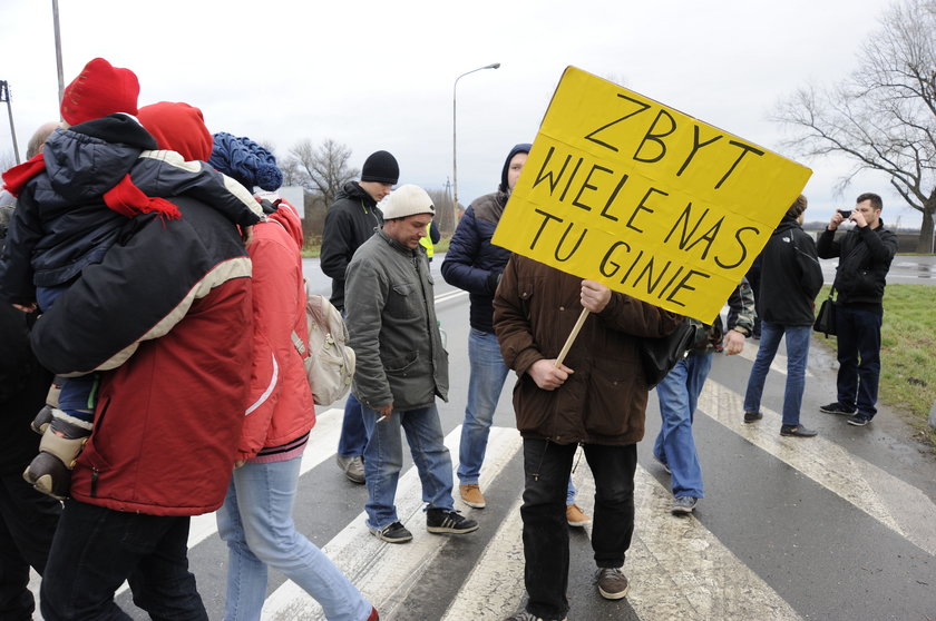 Protest na DK8 w Kobierzycach