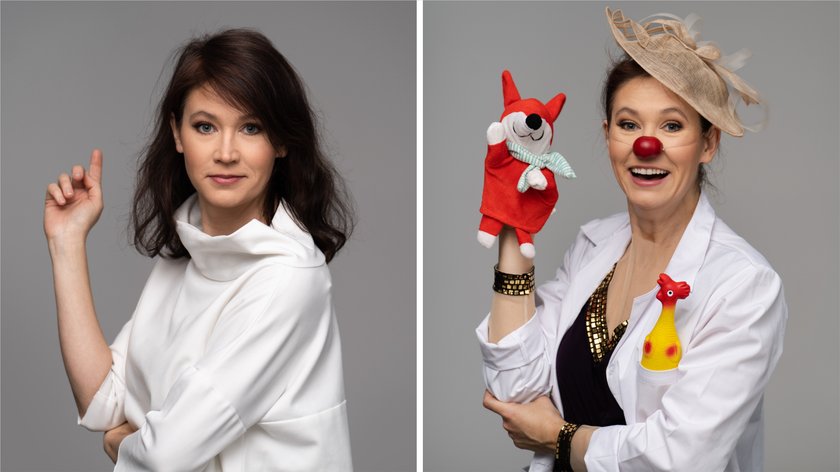Monika Dąbrowska-Jarosz jako klaun dr Eugenia Pluj.