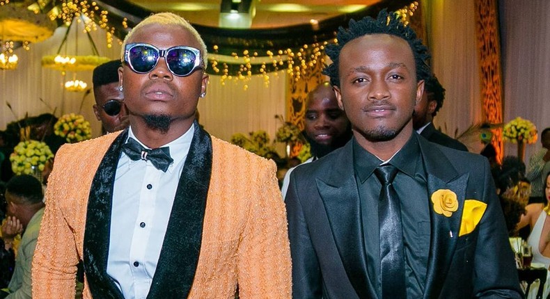 Harmonize and Bahati  at a past event. 