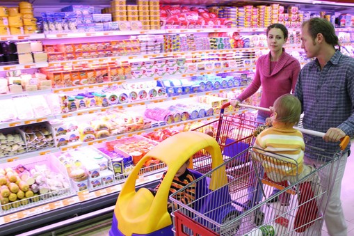 family in food shop