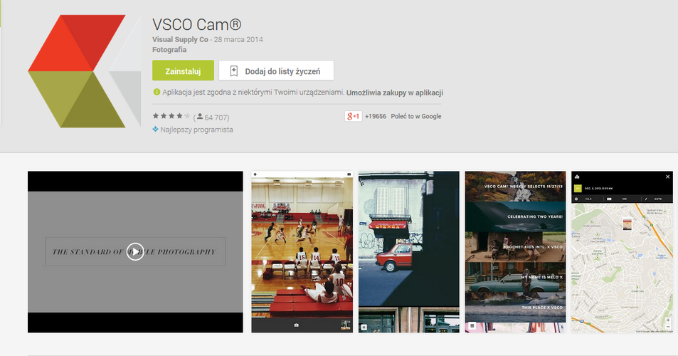 <b>VSCO Cam</b>
<br><br>
Co tu dużo mówić - VSCO Cam to po prostu najlepsza fotograficzna aplikacja na urządzenia z Androidem. Szybkość działania, mnogość funkcji i intuicyjność. Czegóż chcieć więcej?