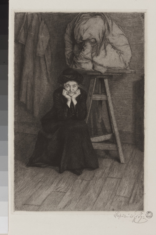 Ignacy Łopieński, "Rzeźbiarka – portret Izy Daniłowicz-Strzelbickiej" (1906)