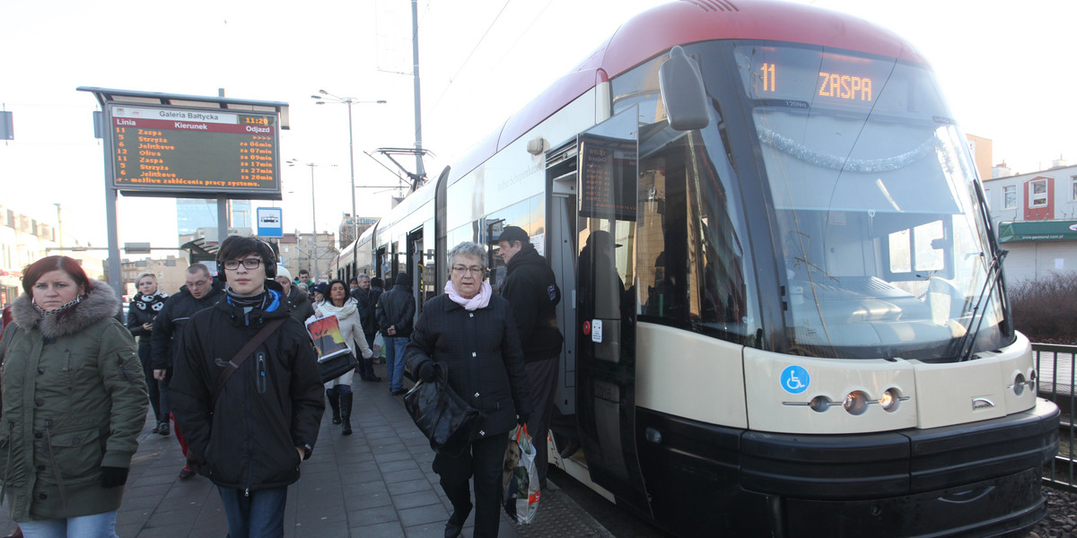 przystanek tramwaj tłumy