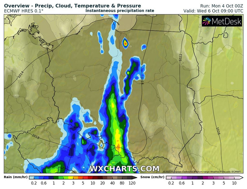 W środę do środkowej Polski dotrze deszczowy front atmosferyczny