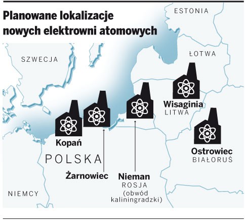 Planowane lokalizacje nowych elektrowni atomowych