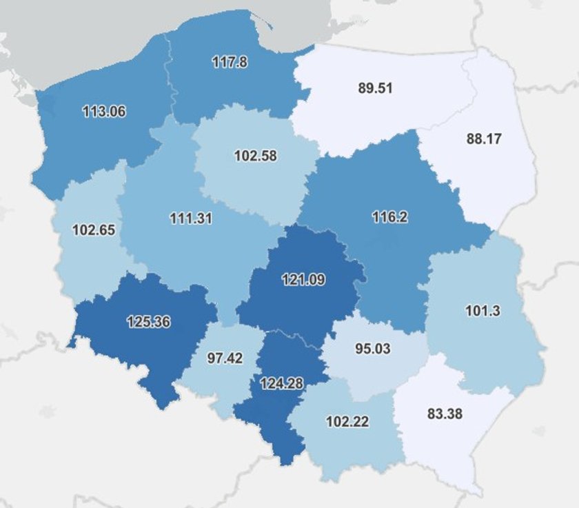 Dzienna liczba szczepień na 10 tys. mieszkańców