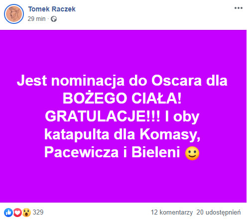 Tomasz Raczek na Instagramie