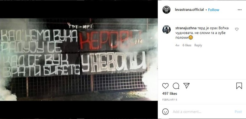 Navijači pružaju podršku uhapšenom Velji Nevolji i Marku Miljkoviću Maretu