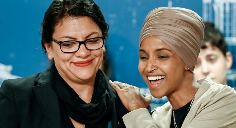 Rep. Rashida Tlaib and Rep. Ilhan Omar in St. Paul, MN