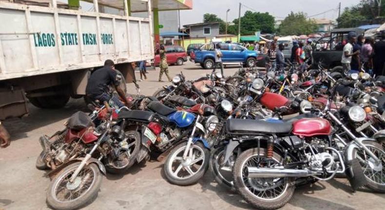 Lagos Govt impounds 150 commercial motorcycles, arrests 10 for flouting ban. (Famous People Magazine)