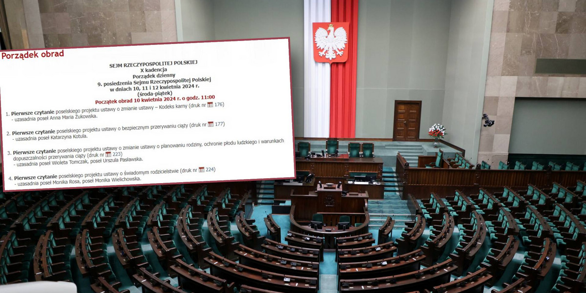 W Sejmie w czwartek odbędzie się dyskusja o aborcji