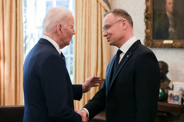 Andrzej Duda podczas spotkania z Joe Bidenem